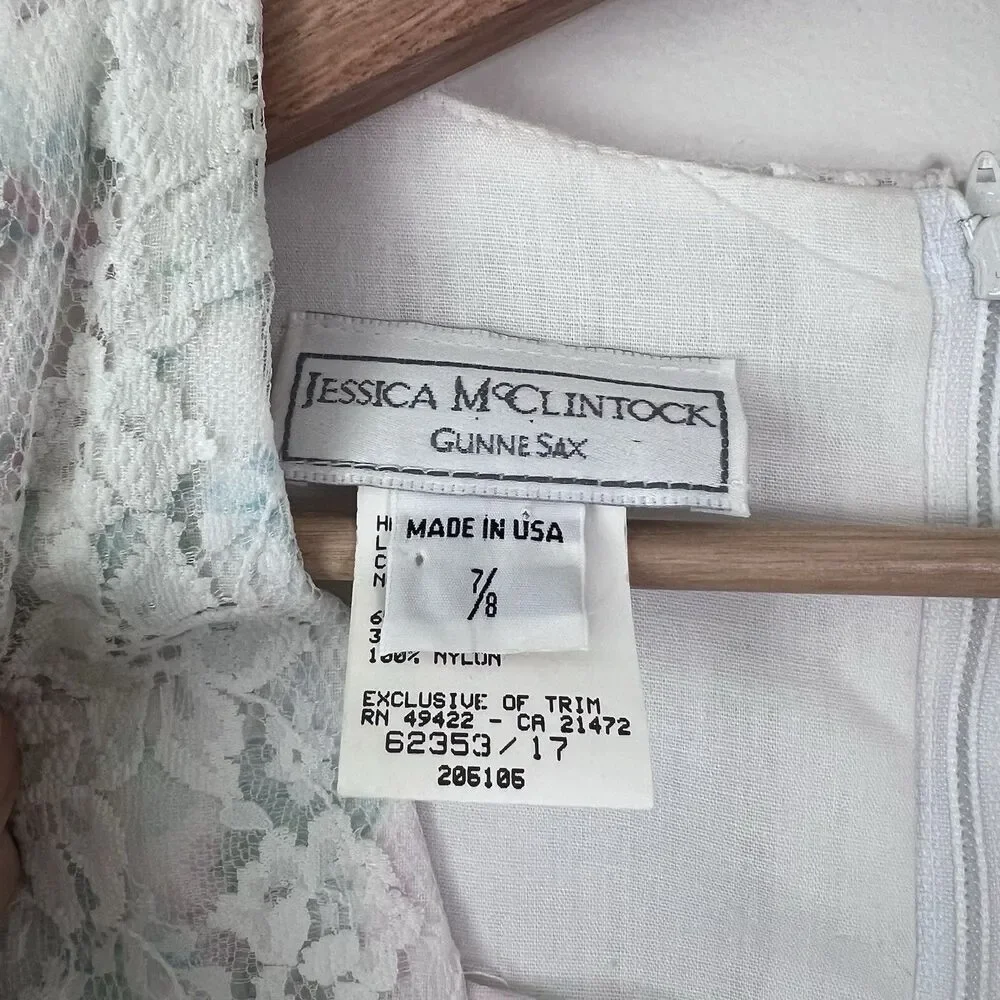 Vintage 80s Gunne Sax Jessica McClintock Pastel Floral Prairie Cottagecore Dress - Picture 6 of 14